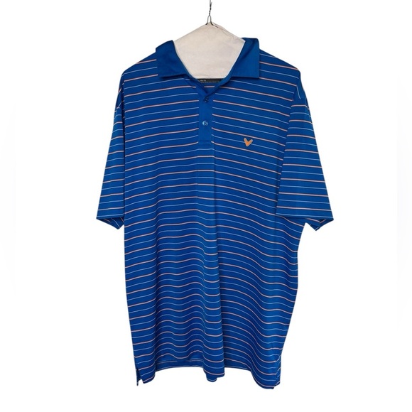 Callaway Opti-Dri Golf Polo Shirt Blue Striped XL Performance Fit I6 - Picture 1 of 6